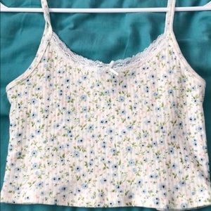 Brandy tank with a white and blue floral pattern